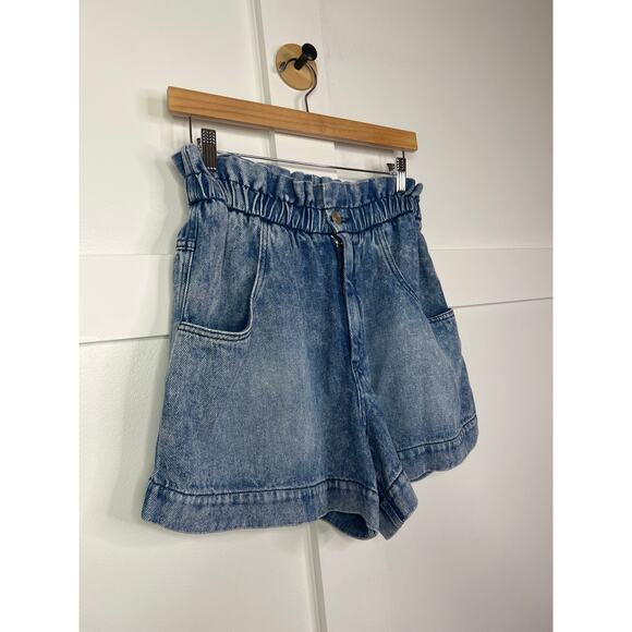 NEW Isabel Marant Titea Denim Elastic Waist Light Blue Women's Shorts Size: 6 - Picture 3 of 8
